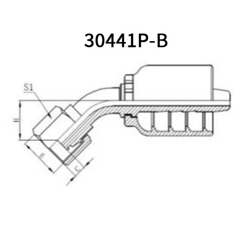 45°Metric Female 24° cone L.T. 