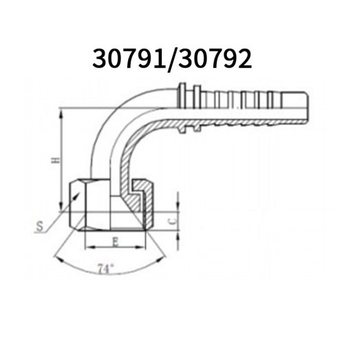 High quality 90° Metric Female 74° cone